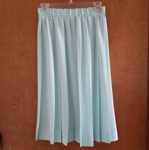 Mint, pleated, tea-length skirt